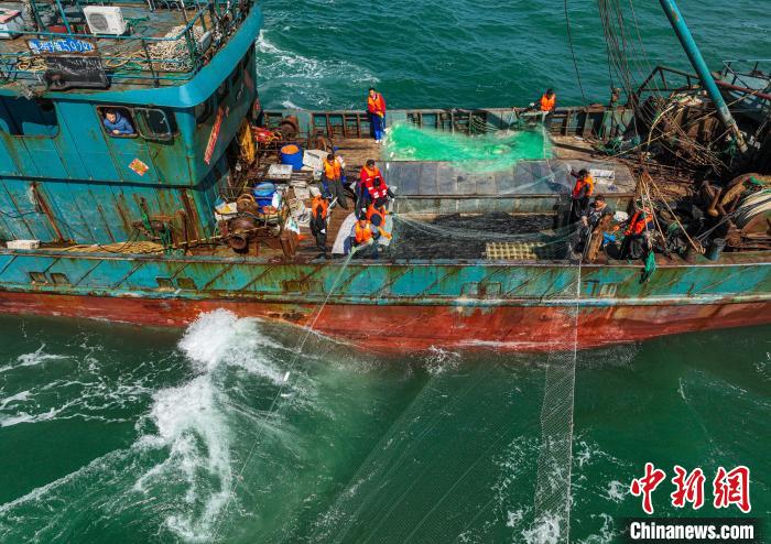 山东荣成：黄渤海伏季休渔期海上“清网”