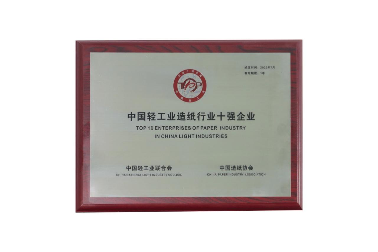 2021年业绩优异，2022年稳中向好，晨鸣纸业再次入围中国轻工业造纸行业十强