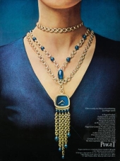 PIAGET伯爵Montre sautoir 3 rangs - franges boules lapis-lazuli