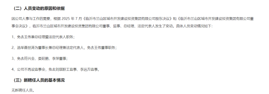 临沂兰山城投“董监高”大换新 监事会取消 董事长聂世涛任兼任总经理、法定代表人