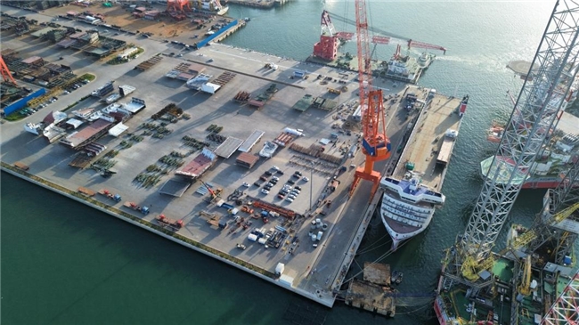 匠心接力,助推船舶行业发展  中建筑港威海船厂4#码头二期项目交工