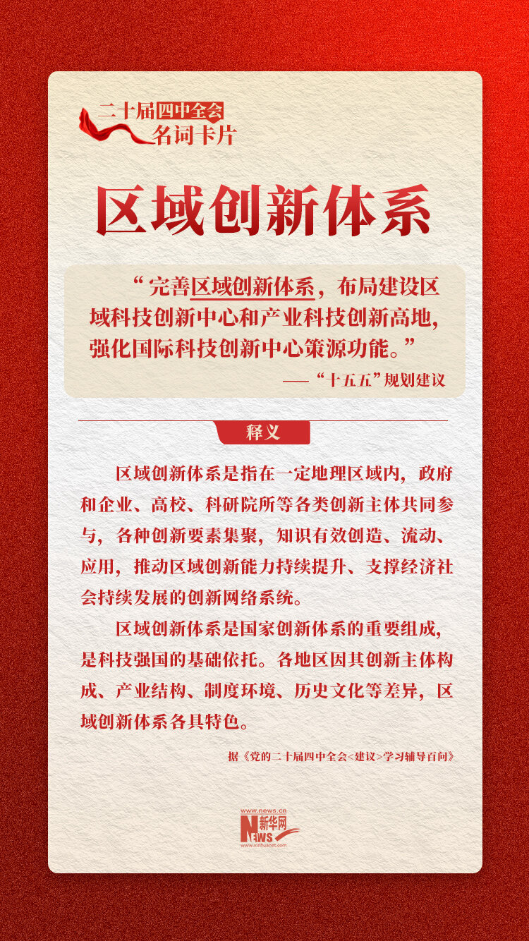 二十届四中全会名词卡片:区域创新体系