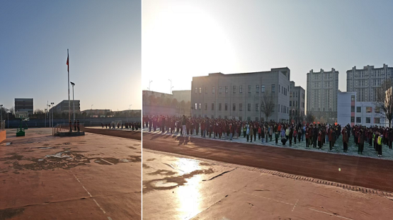 莒南县绣针河小学举行“感知风俗,情暖冬至”主题升旗仪式