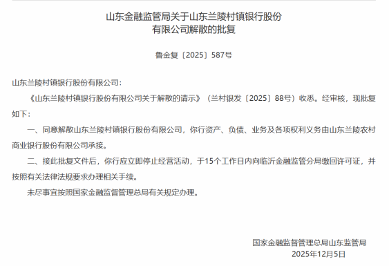 山东中小金融机构加速整合,六家村镇银行终止营业