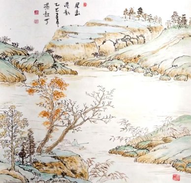 作品名称:《层峦溪影》68x68cm