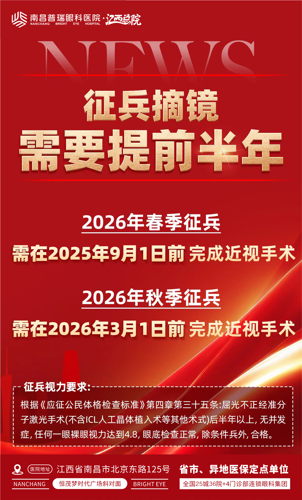 最后冲刺! 3月1日前必须完成!南昌普瑞眼科为军旅梦想护航