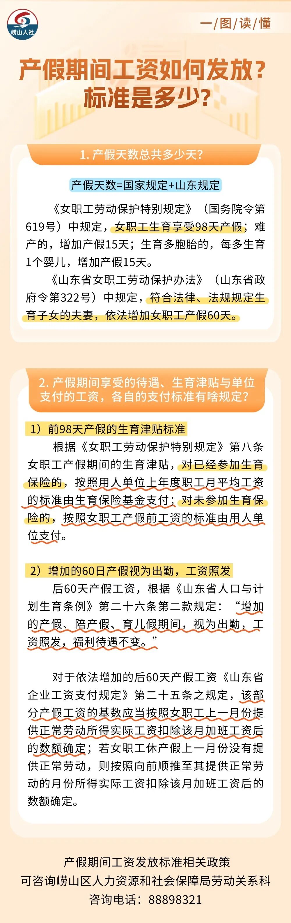 崂山区人社政策“周周讲”系列|产假期间工资如何发放?标准是多少?