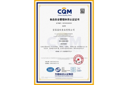 喜旺公司通过CQM三体系增项及认证oa