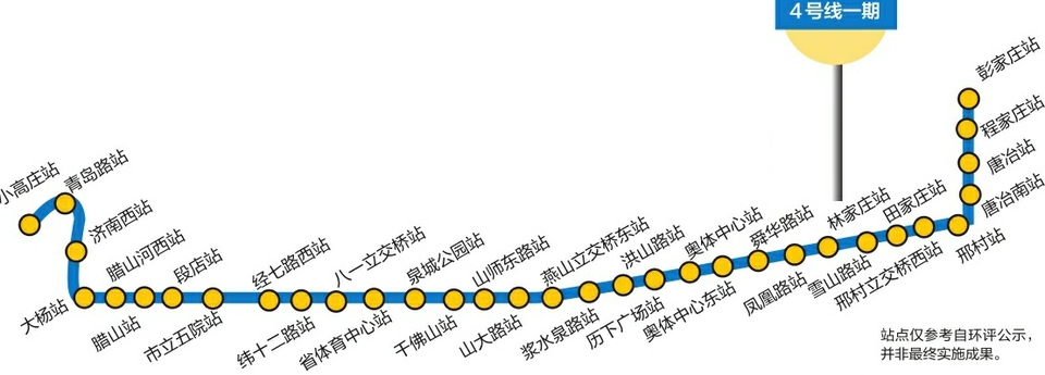 济南地铁4号线一期环评公示距离开工更近一步 沿途拟设33站全线采用地下线敷设
