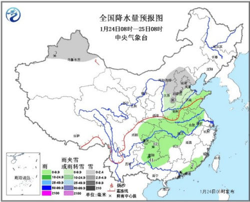 全国降水量预报图