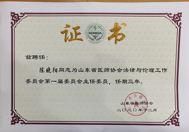 山东省医师协会法律与伦理工作委员会成立 陈晓阳当选主任委员