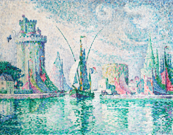 保罗·西涅克(Paul Signac，1863~1935)，《绿色钟塔，罗拉谢尔小镇》