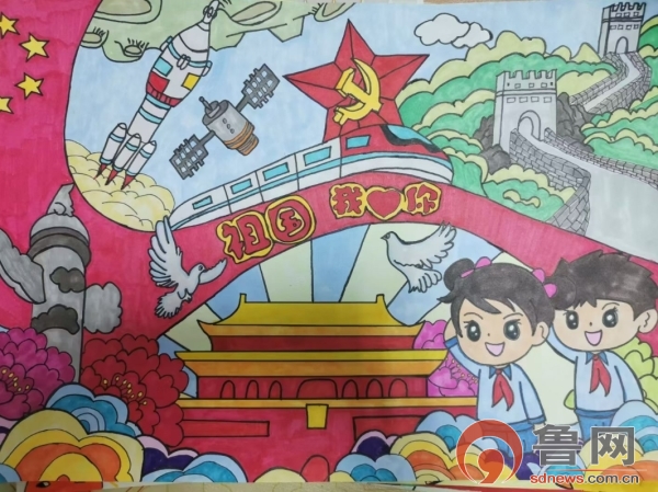 颂祖国东营经济技术开发区英才小学举行中国梦英才梦迎国庆大型绘画展