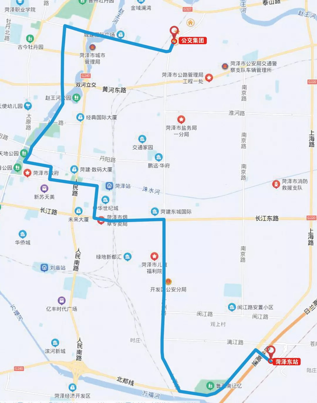 菏泽东站(高铁站)公交线路公示