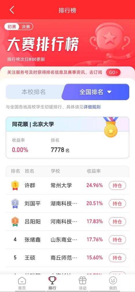 比赛页面首页