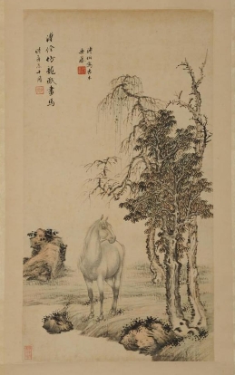 溥佺溥伒枯木立马图轴